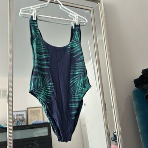 Aerie low back swim suit worn once size L tropical floral
